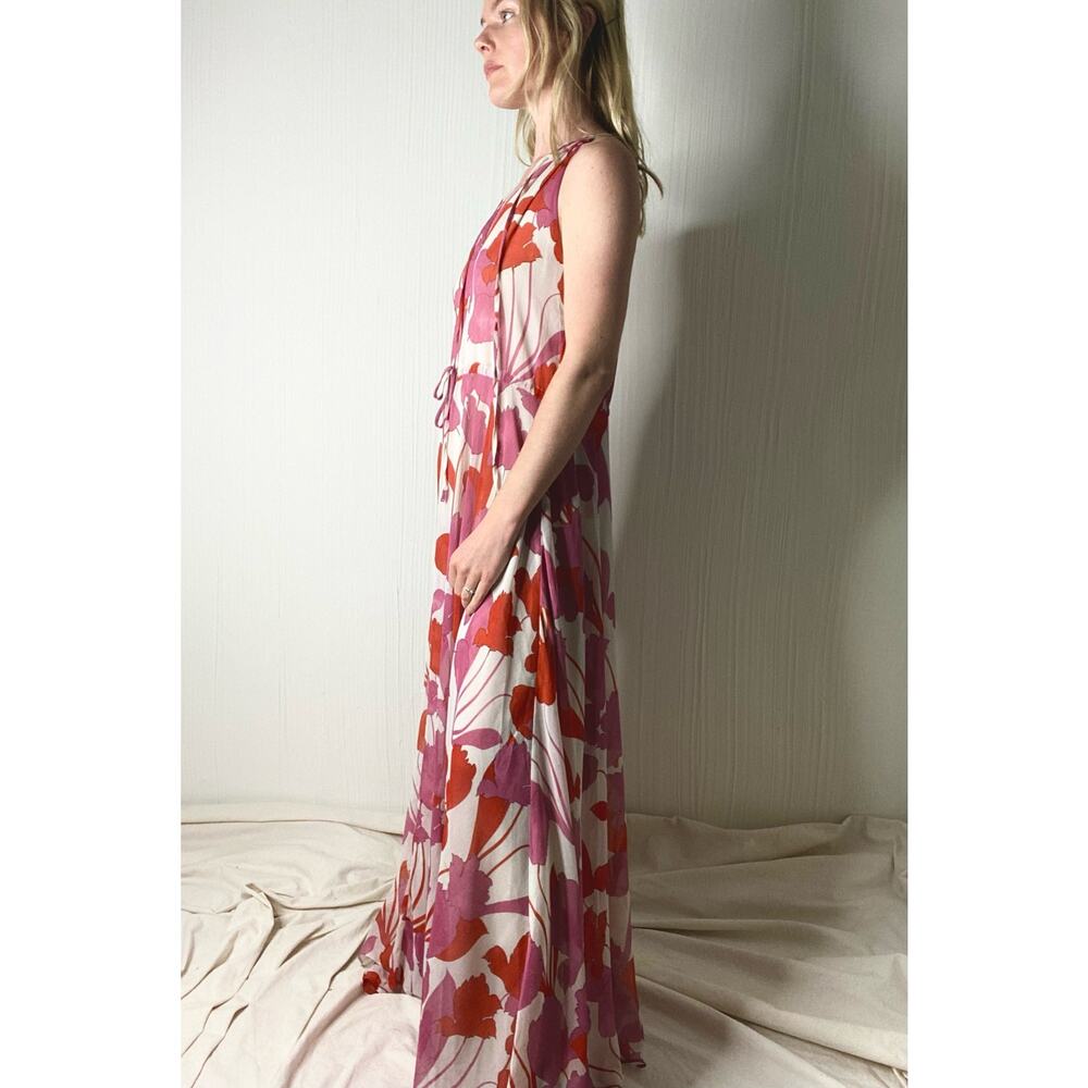 Mango Floral Pink Sleeveless Halter Maxi Gown Dress NWT US 4 - Picture 5 of 16